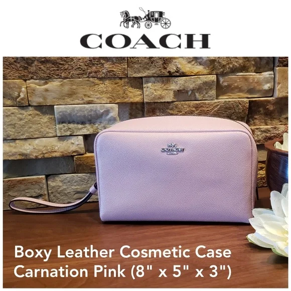 *SALE* NEW Coach Cosmetic Case in Pink Leather - Picture 1 of 8